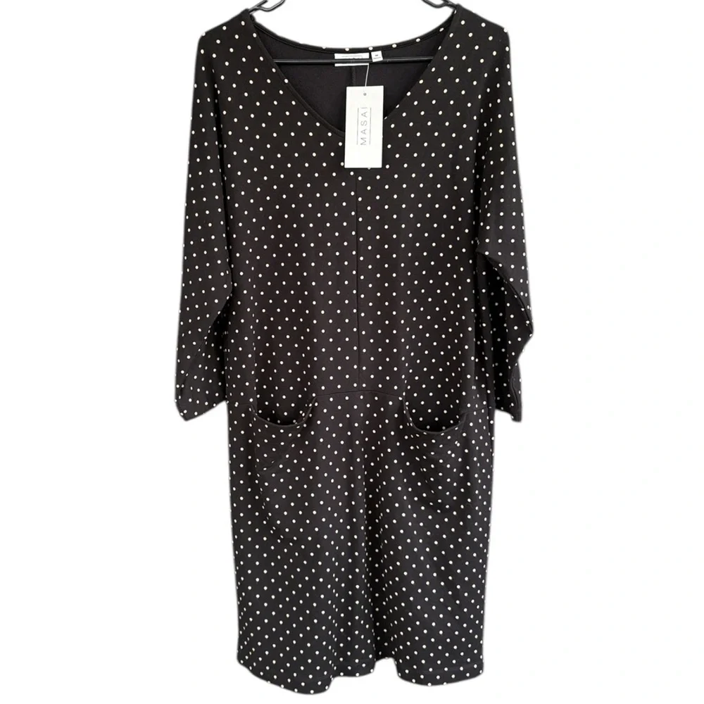 NWT MASAI Copenhagen Gizina Dress Black Polka Dot Size Medium